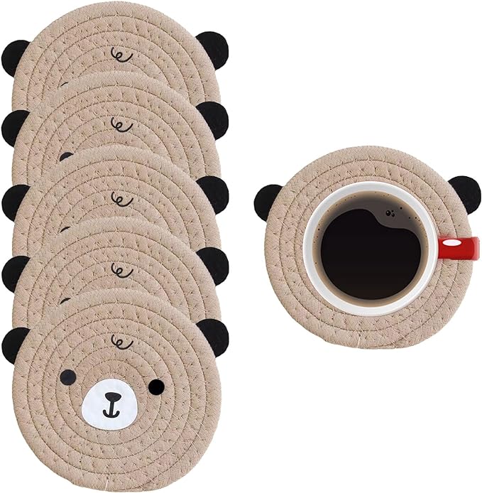 Bear-Themed Cotton Coasters